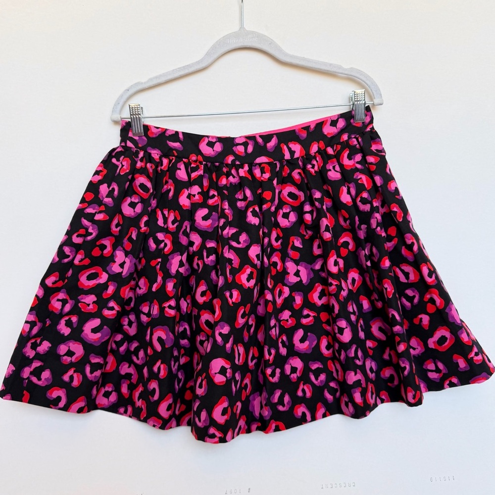 Kate Spade Coreen Cupcake Full Mini Skirt Pink Black Bold Leopard Print Sz 10
